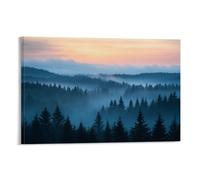HKXXMTQMM Landscape - Misty Dawn in The Bavarian Forest Contemporary Hanging Wall Art - Decorative Mural Design20x30inch(50x75cm)