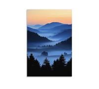 HKXXMTQMM Landscape - Misty Dawn Over The Alpine Valley Contemporary Hanging Wall Art - Decorative Mural Design16x24inch(40x60cm)