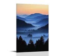 HKXXMTQMM Landscape - Misty Dawn Over The Alpine Valley Contemporary Hanging Wall Art - Decorative Mural Design12x18inch(30x45cm)