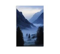 HKXXMTQMM Landscape - Misty Dawn Over The Alpine Valley Contemporary Hanging Wall Art - Decorative Mural Design12x18inch(30x45cm)
