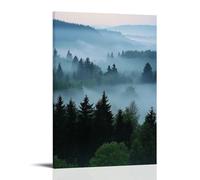 HKXXMTQMM Landscape - Misty Morning in The Bavarian Forest Contemporary Hanging Wall Art - Decorative Mural Design24x36inch(60x90cm)