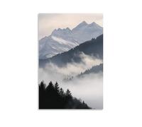 HKXXMTQMM Landscape - Misty Morning Over The Swiss Alps Contemporary Hanging Wall Art - Decorative Mural Design08x12inch(20x30cm)