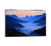HKXXMTQMM Landscape - Misty Morning Over The Swiss Alps Contemporary Hanging Wall Art - Decorative Mural Design20x30inch(50x75cm)