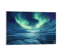 HKXXMTQMM Landscape - Northern Lights Over A Frozen Fjord Contemporary Hanging Wall Art - Decorative Mural Design08x12inch(20x30cm)