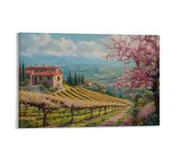 HKXXMTQMM Landscape - Spring Blossoms in An Italian Vineyard Contemporary Hanging Wall Art - Decorative Mural Design24x36inch(60x90cm)