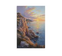 HKXXMTQMM Landscape - Sunset on The Mediterranean Coast Contemporary Hanging Wall Art - Decorative Mural Design20x30inch(50x75cm)