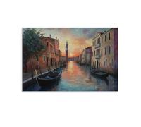 HKXXMTQMM Landscape - Venetian Canals in Twilight Hues Contemporary Hanging Wall Art - Decorative Mural Design12x18inch(30x45cm)