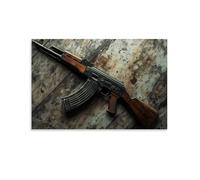 HKXXMTQMM Military Weapons- AK-47 - The Icon of Modern Warfare Contemporary Hanging Wall Art - Decorative Mural Design24x36inch(60x90cm)
