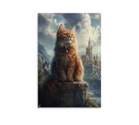 HKXXMTQMM Pet Poster Fantasy, Majestic Cat Kingdom Contemporary Hanging Wall Art - Decorative Mural Design16x24inch(40x60cm)