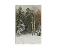 HKXXMTQMM Snowy Forest Scenic Winter Silence Contemporary Hanging Wall Art - Decorative Mural Design16x24inch(40x60cm)