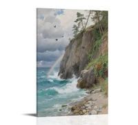 HKXXMTQMM Stream-side Bluff Scenic Summer Landscape Contemporary Hanging Wall Art - Decorative Mural Design20x30inch(50x75cm)