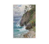 HKXXMTQMM Stream-side Bluff Scenic Summer Landscape Contemporary Hanging Wall Art - Decorative Mural Design20x30inch(50x75cm)
