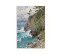HKXXMTQMM Stream-side Bluff Scenic Summer Landscape Contemporary Hanging Wall Art - Decorative Mural Design16x24inch(40x60cm)