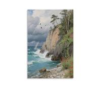 HKXXMTQMM Stream-side Bluff Scenic Summer Landscape Contemporary Hanging Wall Art - Decorative Mural Design16x24inch(40x60cm)