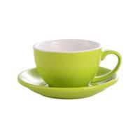 HKYBCF Coffee Cup Saucer Sets 75ml/200ml Ceramic Mug Latte Art Cup with Saucer for Cappuccino Manual Brew Coffee Cup Bone China for Coffee Shop Barista(180-200ml,Green)