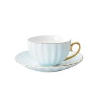 HKYBCF Coffee Cup Saucer Sets Pink Cute Creative Porcelain Cup and Saucer Ceramics Coffee Cup Simple Tea Sets Modern Design Home Flower Red Tea Cup(Sky Blue)