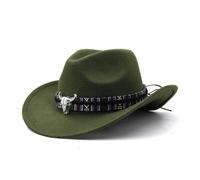 HKYBCF Cowboy Hat 3 Sizes Cowboy Hat Black Jazz Top With Cow Head Ribbon Autumn Winter Parent-child Fedora Hats Party Felt Cap(Color 10,S(52-54cm))