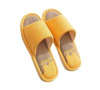 HKYBCF Fabric Slippers Linen Slippers Women Spring Autumn Home Flip Flops Men Thick Platform Soft Sole Slides Couples Soft Slip On Flats Shoes(Yellow,44-45)