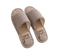 HKYBCF Fabric Slippers Linen Slippers Women Spring Autumn Home Flip Flops Men Thick Platform Soft Sole Slides Couples Soft Slip On Flats Shoes(Coffee,44-45)