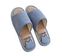 HKYBCF Fabric Slippers Linen Slippers Women Spring Autumn Home Flip Flops Men Thick Platform Soft Sole Slides Couples Soft Slip On Flats Shoes(Blue,44-45)