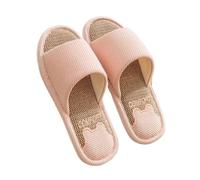HKYBCF Fabric Slippers Linen Slippers Women Spring Autumn Home Flip Flops Men Thick Platform Soft Sole Slides Couples Soft Slip On Flats Shoes(Pink,44-45)