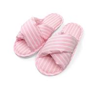 HKYBCF Fabric Slippers Womens Stripes Cross Strap Slippers,Indoor Outdoor Shoes,For Girlfriends Babes BFF,Girls Weekends,Girls Talk Sleepover, Vacation(36-37)