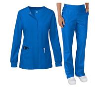 HKYBCF Nurse's Uniform Elastic Hand Wash Clothes Beauty Salon Skin Manager SPA Doctor's Work Suit Long Sleeved V-neck Nurse's Uniform Set(Color4,XL)