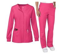 HKYBCF Nurse's Uniform Elastic Hand Wash Clothes Beauty Salon Skin Manager SPA Doctor's Work Suit Long Sleeved V-neck Nurse's Uniform Set(Color5,L)
