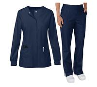 HKYBCF Nurse's Uniform Elastic Hand Wash Clothes Beauty Salon Skin Manager SPA Doctor's Work Suit Long Sleeved V-neck Nurse's Uniform Set(Color2,M)