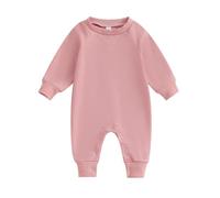 HKYFNNBW-Baby Jumpsuit, Long Sleeve Crew Neck Solid Color Fall Romper Clothes for Boys Girls Baby Fall Outfits (Pink, 0-3 Months)