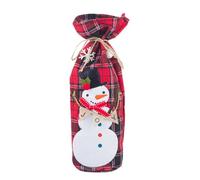 HKYFNNBW-Christmas Wine Bottle Covers Christmas Decorations Cute Santa Snowman Plaid Wine Bottle Covers Table Decorations (Red, 34cm*15.5cm/13.39''*6.1'')