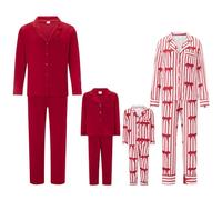 HKYFNNBW Family Pajamas Matching Set Valentine's Day Lapel Neck Button-up Long Sleeve Tops Long Pants Bow Loungewear Outfit (Girl, 3-4 Years, Red 4)