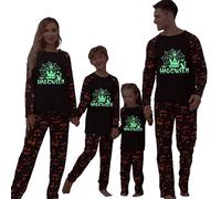 HKYFNNBW-Halloween Pajamas for Family Glow In The Dark Ghost Print Long Sleeve Tops Pants Set Fall Sleepwear (Women, XL, Black 3)