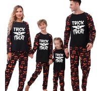 HKYFNNBW-Halloween Pajamas for Family Glow In The Dark Ghost Print Long Sleeve Tops Pants Set Fall Sleepwear (Women, XL, Black 2)