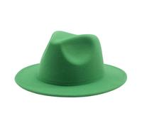 HKYFNNBW-Kid Faux Tweed Wide Brimmed Felt Hat Solid Colour Jazz Hat Dress Hat Suitable for 4-10 Years Old Boys Girls (Green, 4_years-10_Years)