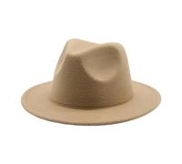 HKYFNNBW-Kid Faux Tweed Wide Brimmed Felt Hat Solid Colour Jazz Hat Dress Hat Suitable for 4-10 Years Old Boys Girls (Khaki, 4_years-10_Years)