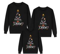 HKYFNNBW-Matching Family Christmas Outfits Christmas Tree Sweatshirt Letter Print Long Sleeve Round Neck Casual Pullover Sets (Women, XXXL, Black)