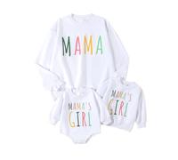 HKYFNNBW-Mommy and Me Outfits Long Sleeve Funny Letter Printed Sweatshirts Family Matching Outfits Pullover Tops (Kids, 3-4 Years, Ivory)