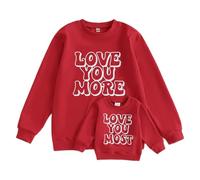 HKYFNNBW-Mommy and Me Valentines Outfits Long Sleeve Funny Letter Printed Sweatshirts Family Matching Outfits Pullover Tops (Women, S, Red)