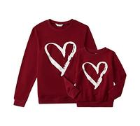 HKYFNNBW-Mommy and Me Valentines Outfits Long Sleeve Funny Letter Printed Sweatshirts Family Matching Outfits Pullover Tops (Women, M, Red 7)