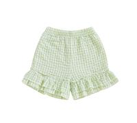HKYFNNBW Toddler Baby Boy Girl Shorts Gingharm Plaid Shorts Summer Casual Bow Elastic Waist Pants Baby Bottoms Summer Outfit (Green 7, 18-24 Months)