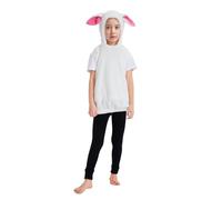 HKYFNNBW Toddler Baby Halloween Costume Little Boy Girl Fuzzy Warm Hooded Romper Sweatshirts Cute Animal Cosplay Outfit (Lamb, 5-6 Years)