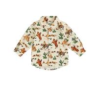 HKYFNNBW-Western Baby Boys Clothing Ranch Print Long Sleeve Denim Shirt Bohemian Lapel Button Down Autumn Tops (Creamy, 12-18 Months)