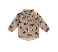 HKYFNNBW-Western Baby Boys Clothing Ranch Print Long Sleeve Denim Shirt Bohemian Lapel Button Down Autumn Tops (Brown, 18-24 Months)