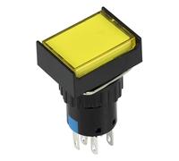 HKYPCOKVK 5pcs / lot SA16J-22D 16mm SPDT 8 pins Reset - Off Rectangle Push Button Switch pushbutton with lamp(Giallo,12V)