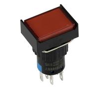 HKYPCOKVK 5pcs / lot SA16J-22D 16mm SPDT 8 pins Reset - Off Rectangle Push Button Switch pushbutton with lamp(Rosso,6V)