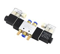 HKYPCOKVK Solenoid Valve 220V Pneumatic 4V220-08 Air 5 Way 2 Position 1/4quot; Coil Alloy Internal DC 12V Electric 24V AC 110V 1Pcs(W 8mm Fittings,5V)