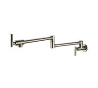 HKYPCOKVK Solid Brass Single Cold Hole Pot Filler Tap Wall Mount Kitchen Faucet in Chrome Nickel Brush Alba Black(61211BN)