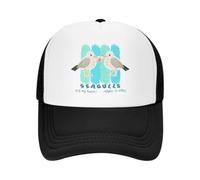 HKYTEEXP Cotton Washed Fashion It's My Turn Relax Two Seagulls Memorable Baseball Cap for Coastal Enthusiasts Funny Mesh Hat Print