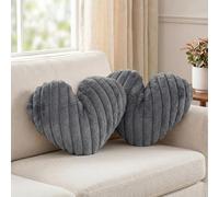 HKYUECHI 2 Pack Heart Pillow Grey Cushions, 41 * 34cm Cute Decorative Throw Pillows for Sofa Bed Chair Bedroom Living Room Home Decor Valentine’s Day Gift (grey)
